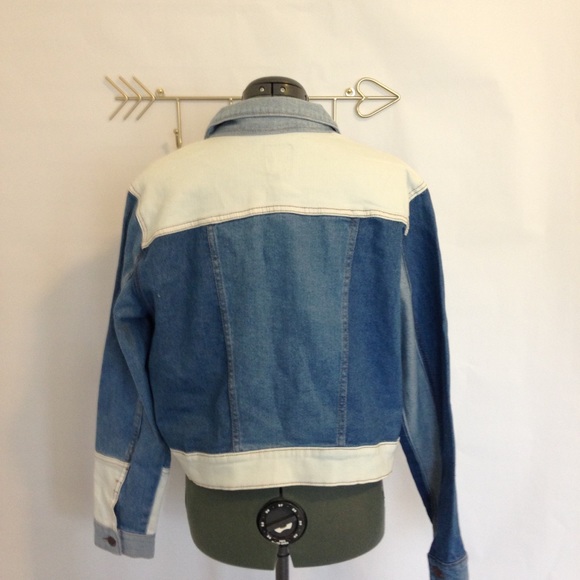 Wild Fable Patchwork Denim Trucker Jacket L NWT - Picture 4 of 7